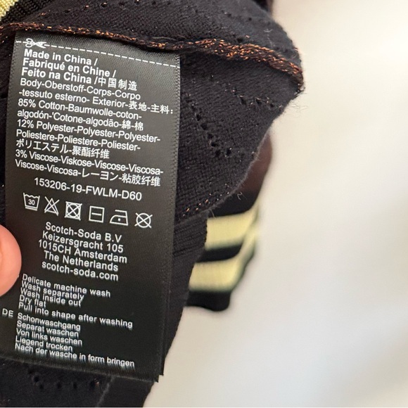 Scotch & Soda Voila Textured Metallic Brown Sweater with Striped Cuffs XL - Picture 6 of 7